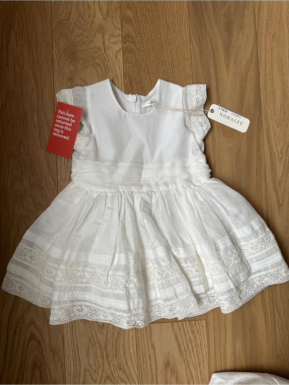 Noralee White Lace Trim Formal Baby Dress
